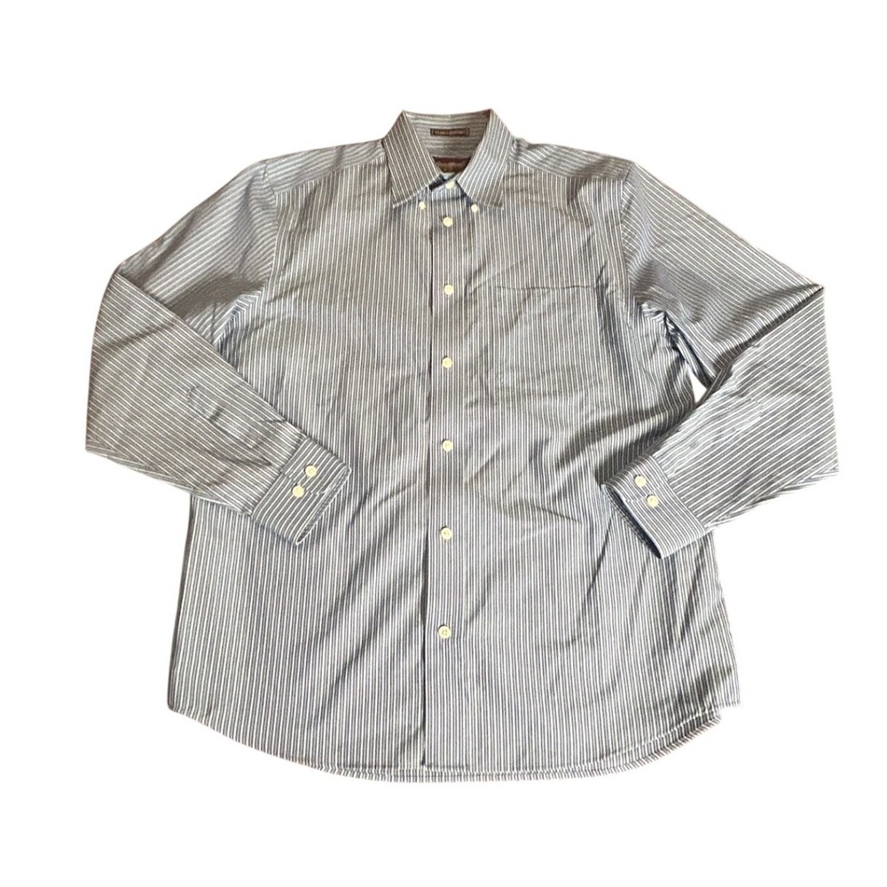 Eddie Bauer Button Down Shirt Medium Wrinkle Resistant Striped Preppy Classic